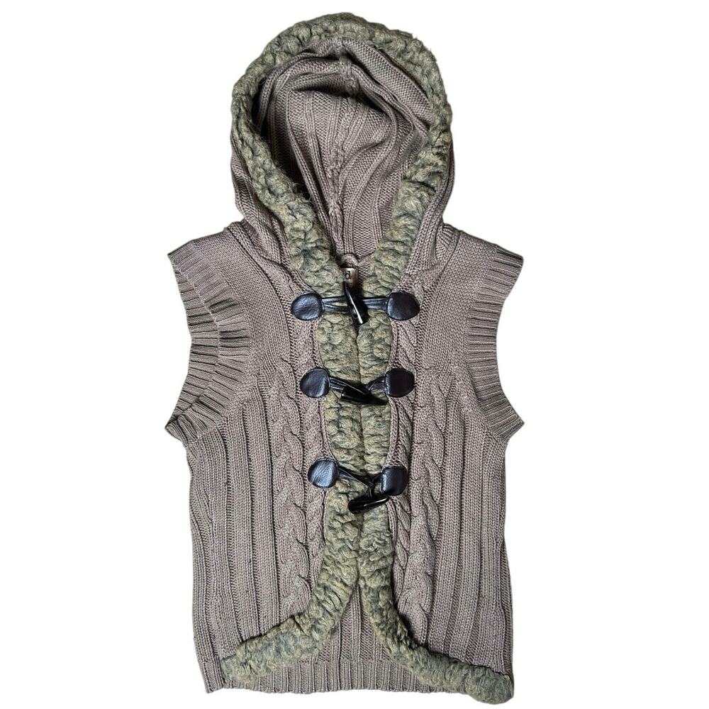 Vintage Y2K Mudd Faux Fur Sweater Vest Women’s Size Large Brown